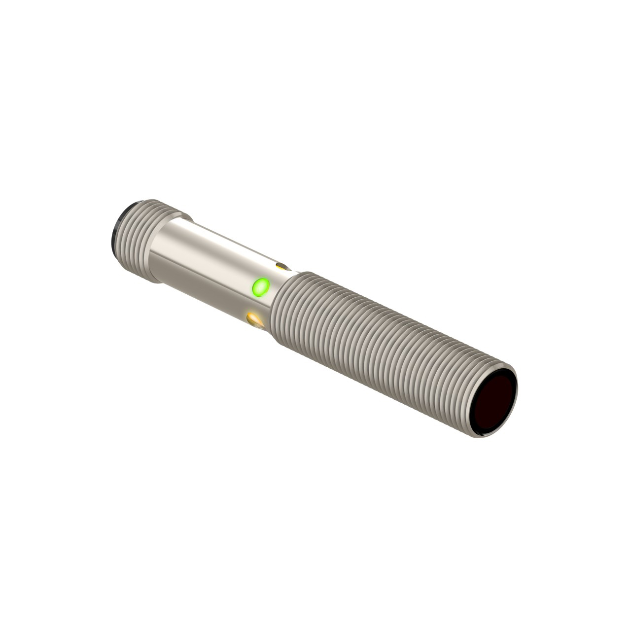 Banner Engineering Photoelectric Sensor; Fixed-Field Background Suppression; 12mm Barrel; 75mm Cutoff Range; 10-30VDC; NPN; LO/DO Configurable; M12 QD